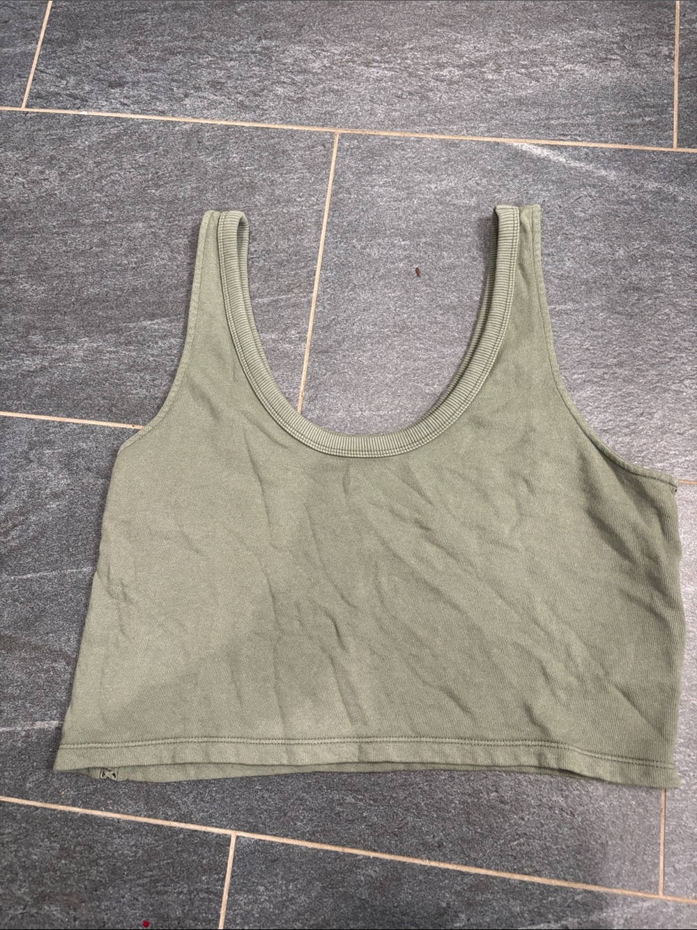aerie Olive Green Scoop Neck Crop Tank